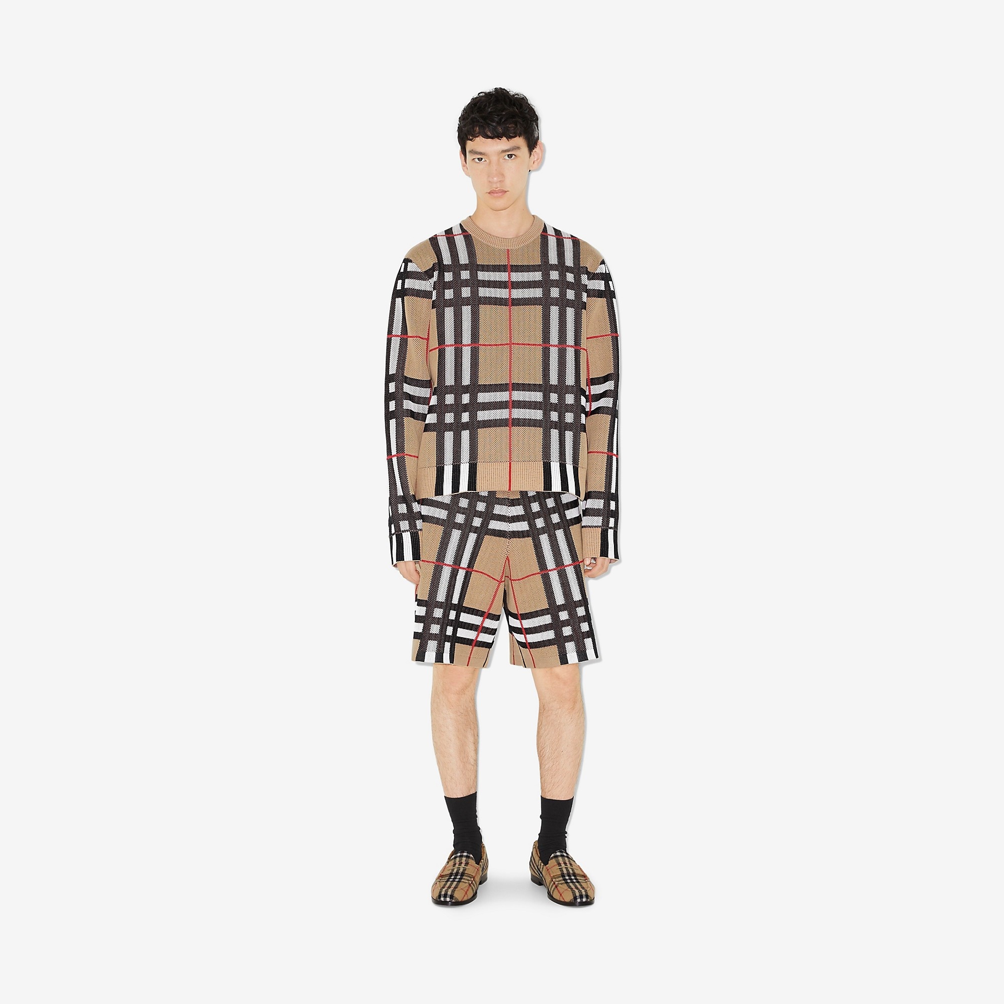 Check Technical Cotton Shorts - 2