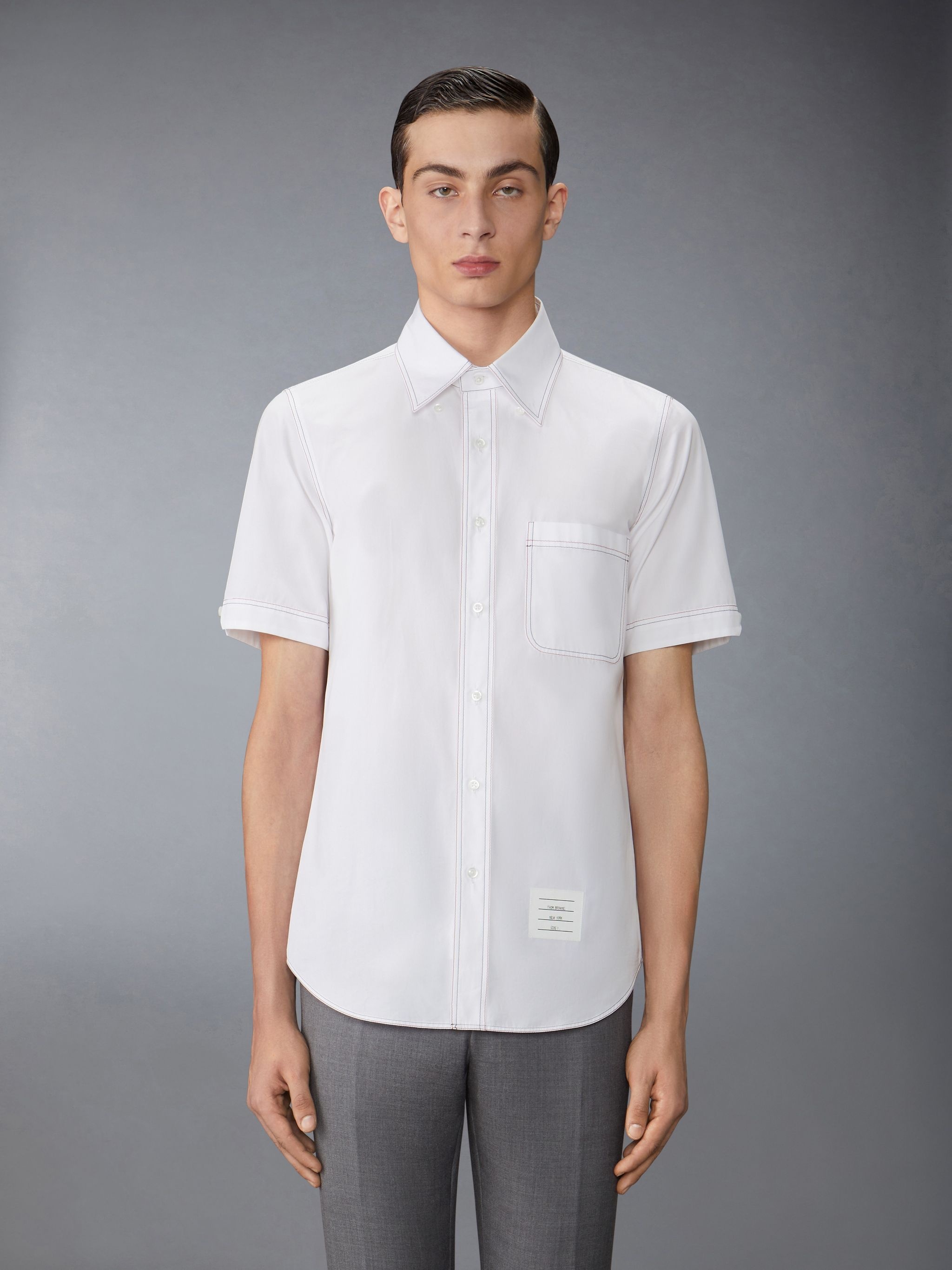 Thom Browne decorative-stitch cotton shirt | REVERSIBLE