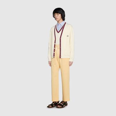 GUCCI Knit cotton V-neck cardigan with Web outlook