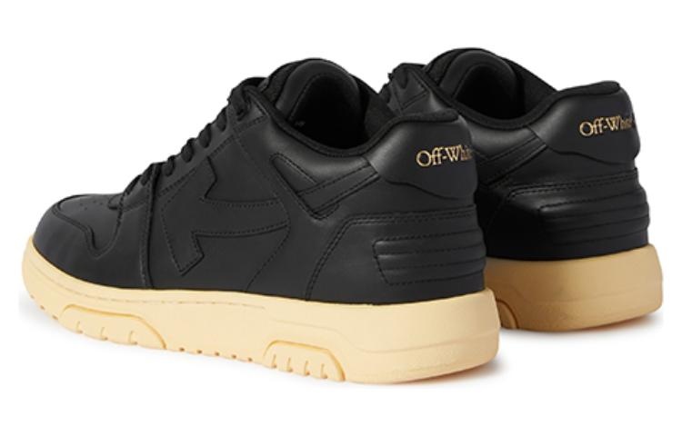 Off-White Out Of Office Leather Sneakers 'Black Yellow' OMIA189F23LEA0011010 - 3