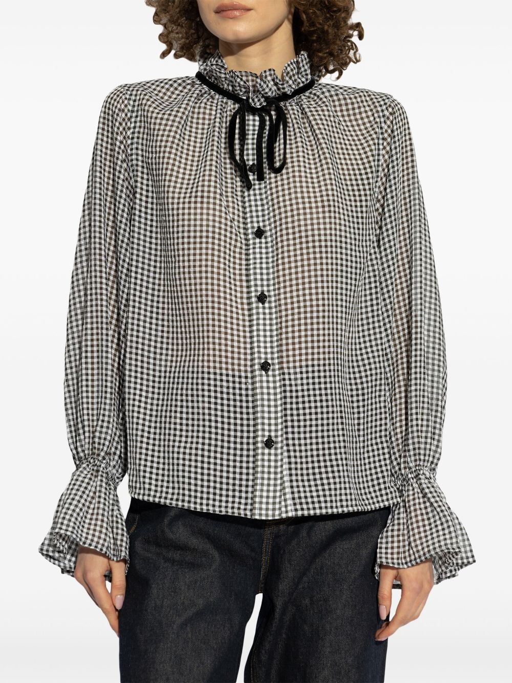 sheer check shirt - 3