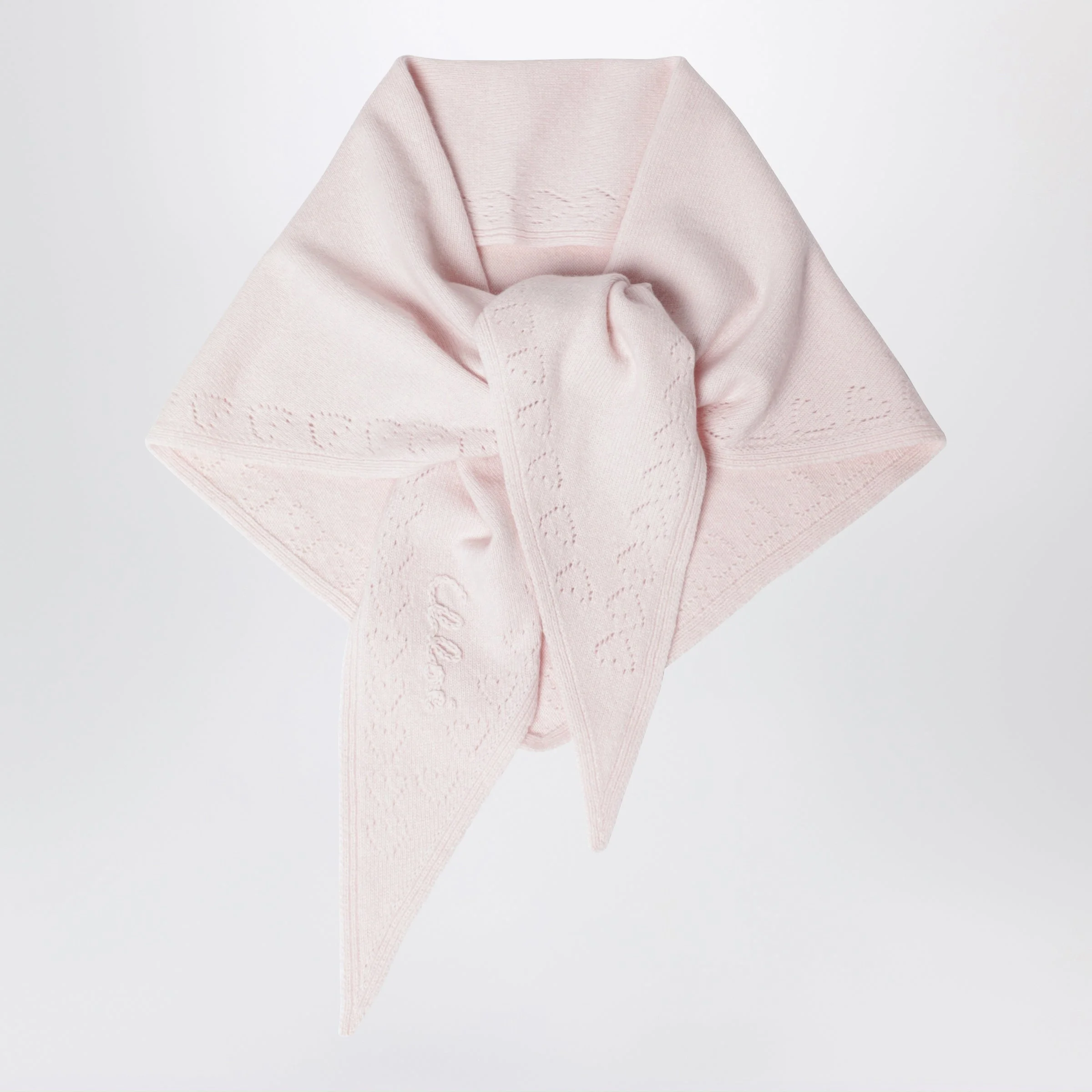 Iconic pink triangular wool scarf - 1