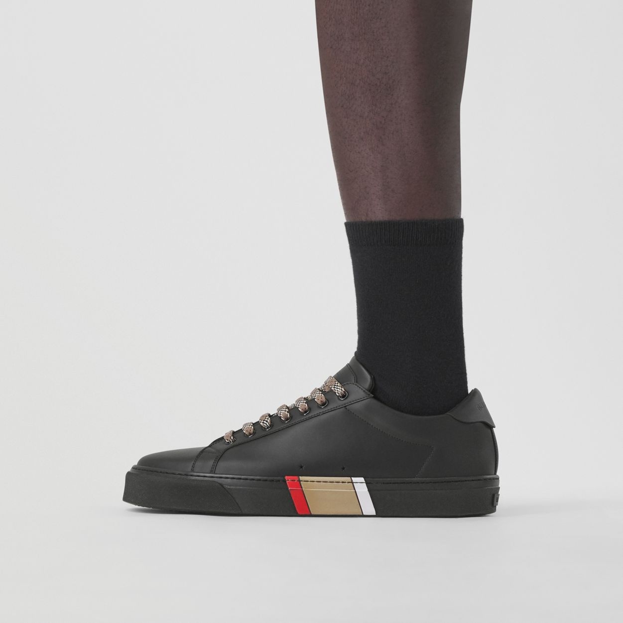 Stripe Detail Leather Sneakers - 3