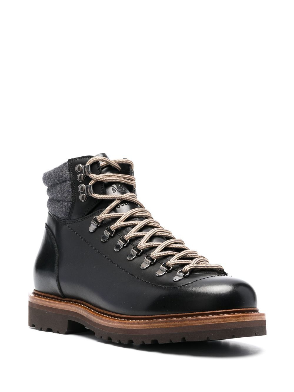 lace-up leather hiking boots - 2