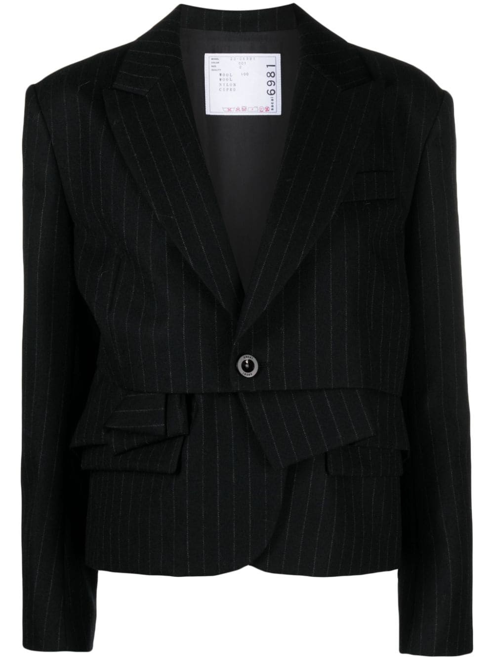 Chalk pinstriped wool blazer - 1