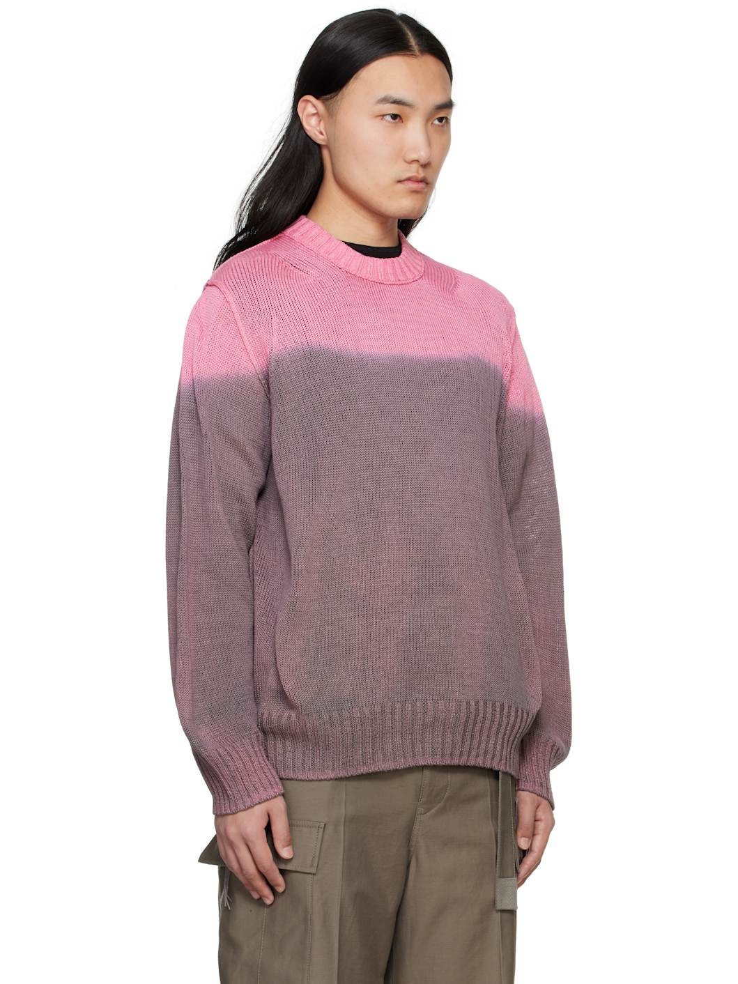 Pink & Gray Garment Dye Knit Sweater - 2