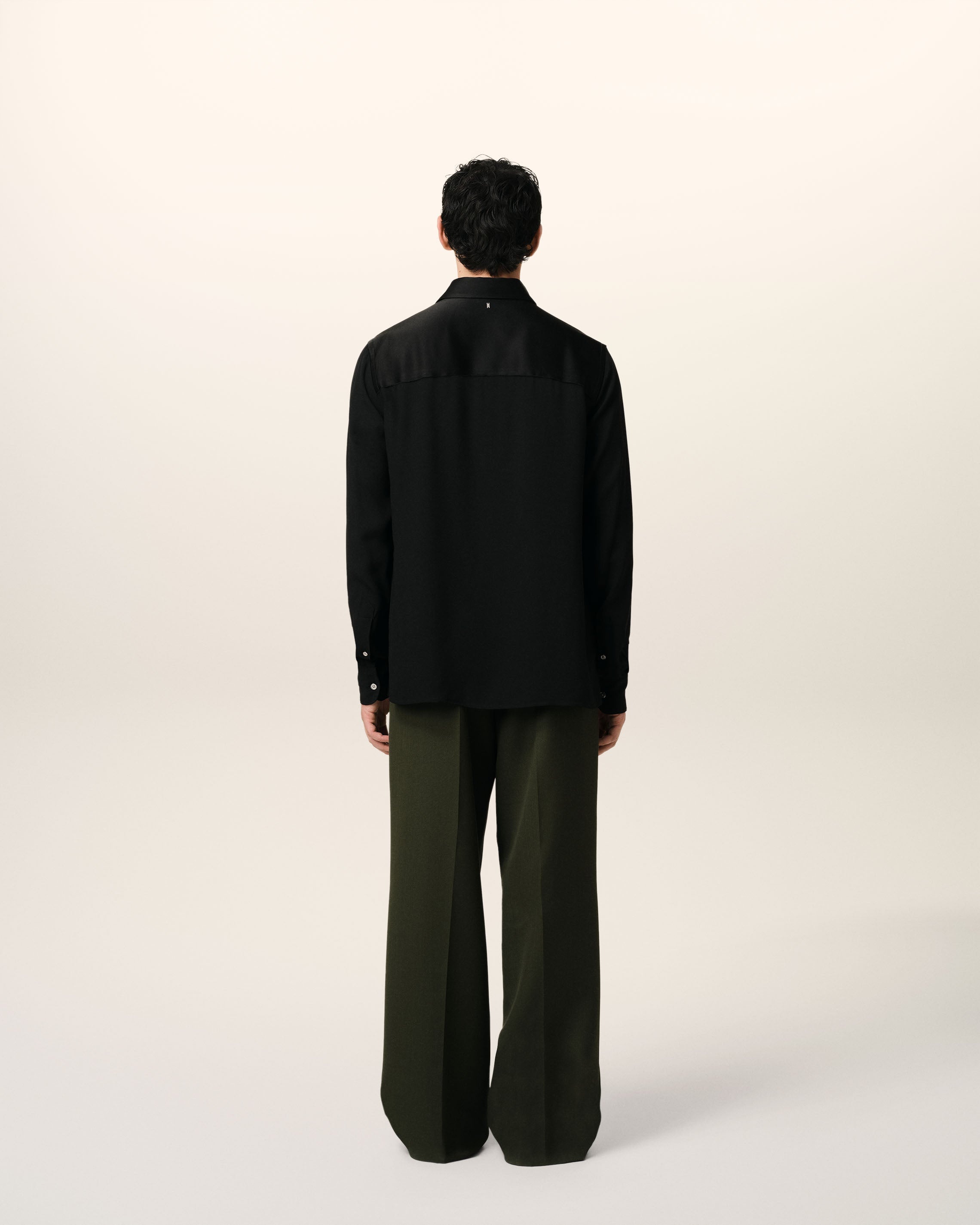BLACK CONTRASTED TOP LONG SLEEVE SHIRT - 5