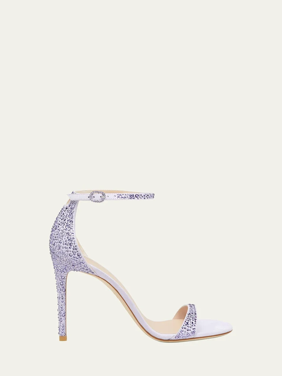 Nudist Embellished Silk Ankle-Strap Sandals - 1