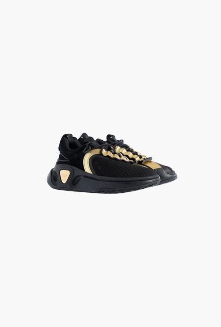 Black suede and mesh B-Runner sneakers with gold-tone details - 2