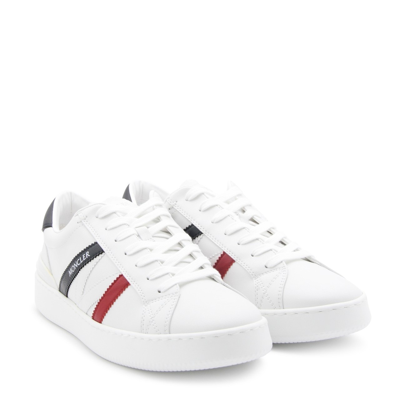 white, blue and red leather sneakers - 2
