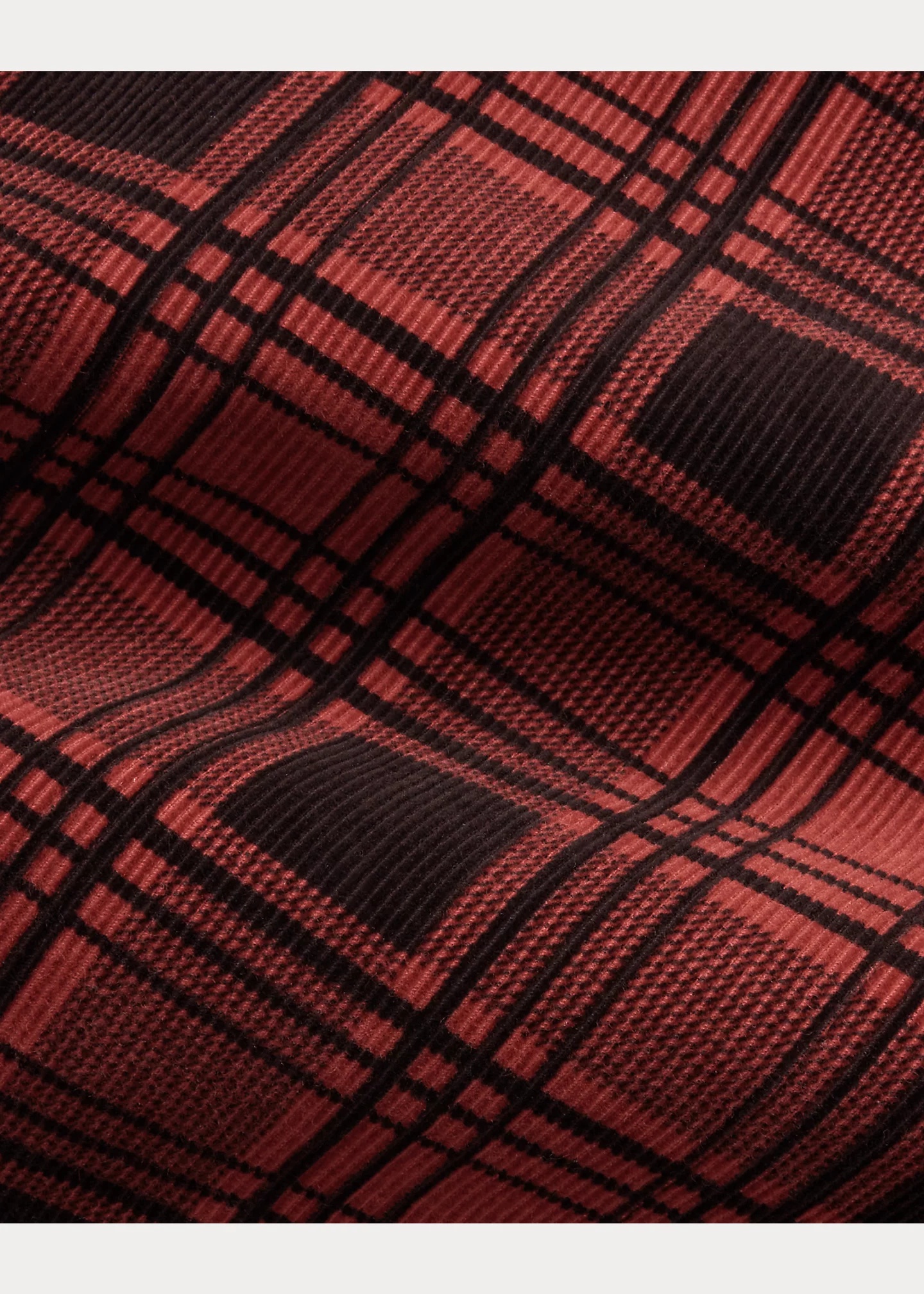 Plaid-Print Corduroy Camp Shirt - 6