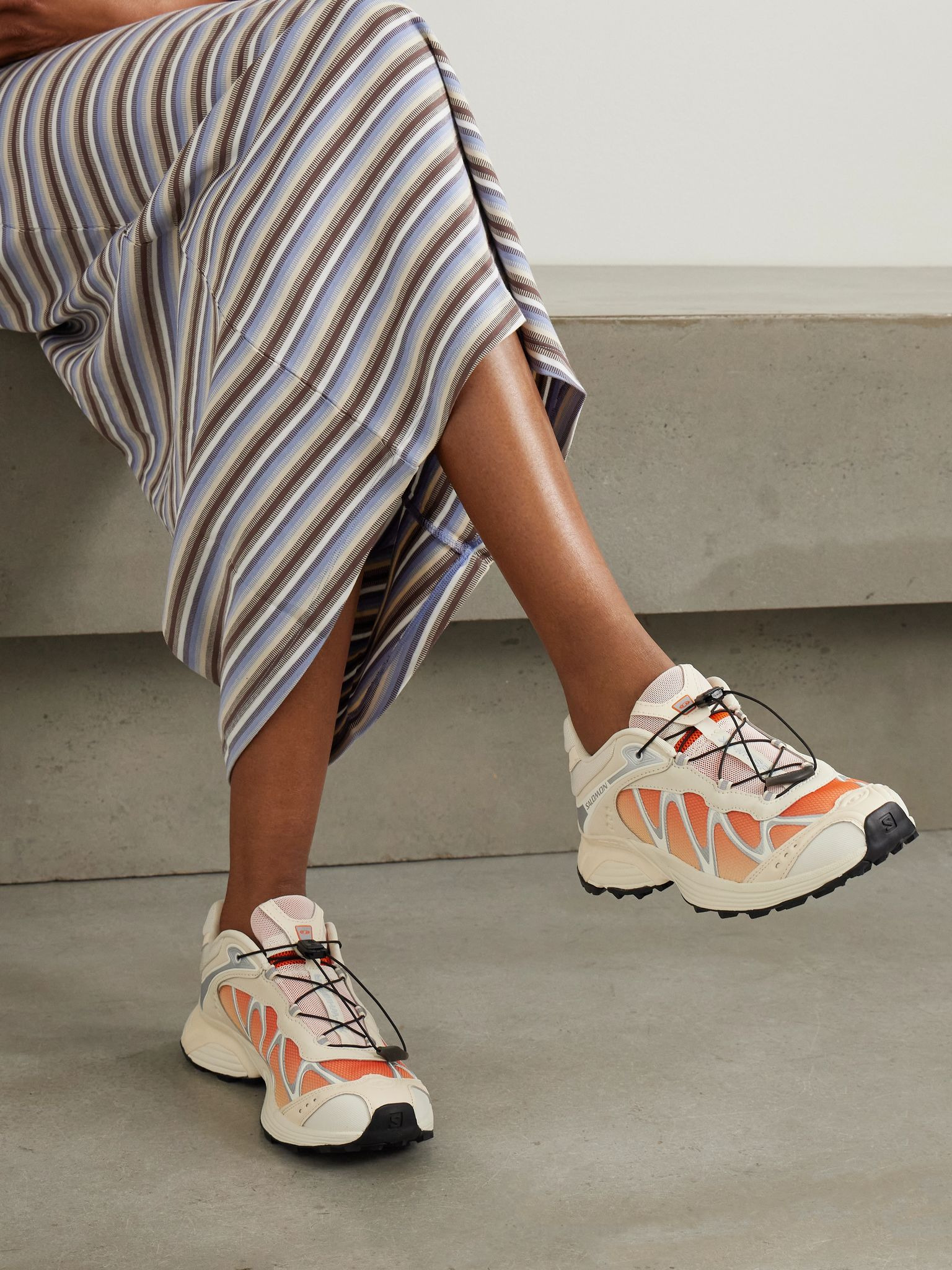 XT-Whisper rubber-trimmed ombré mesh sneakers Cream - 2