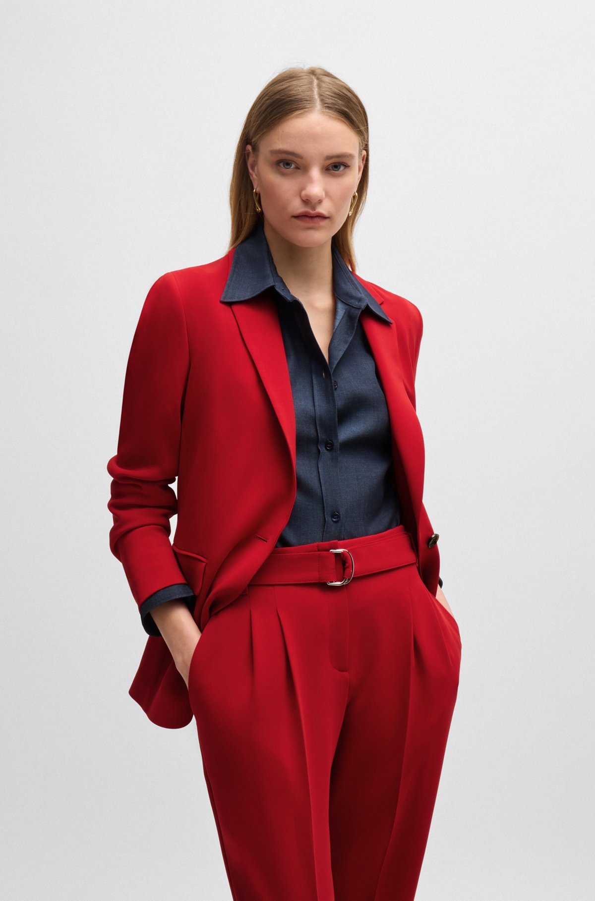 REGULAR-FIT JACKET IN CREASE-RESISTANT CREPE - 2