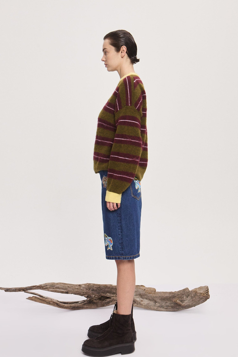 Domenica Olive Stripe Sweater 3