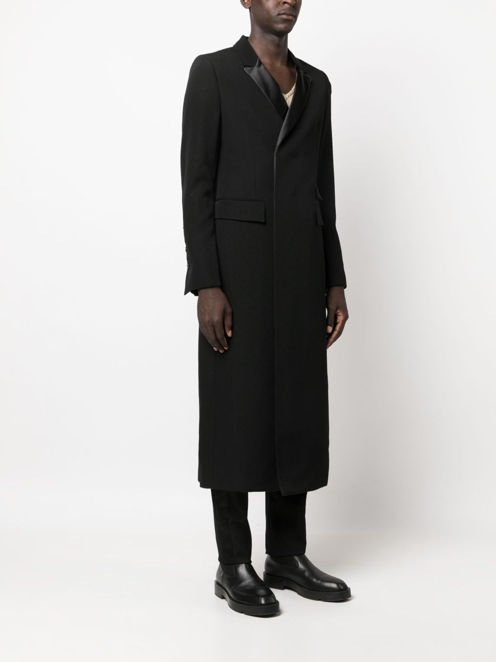 double-breasted wool midi coat - 3