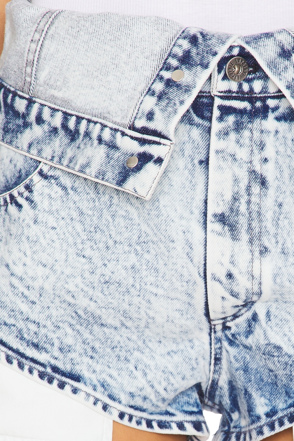 Light Wash Denim Foldover Short - 7