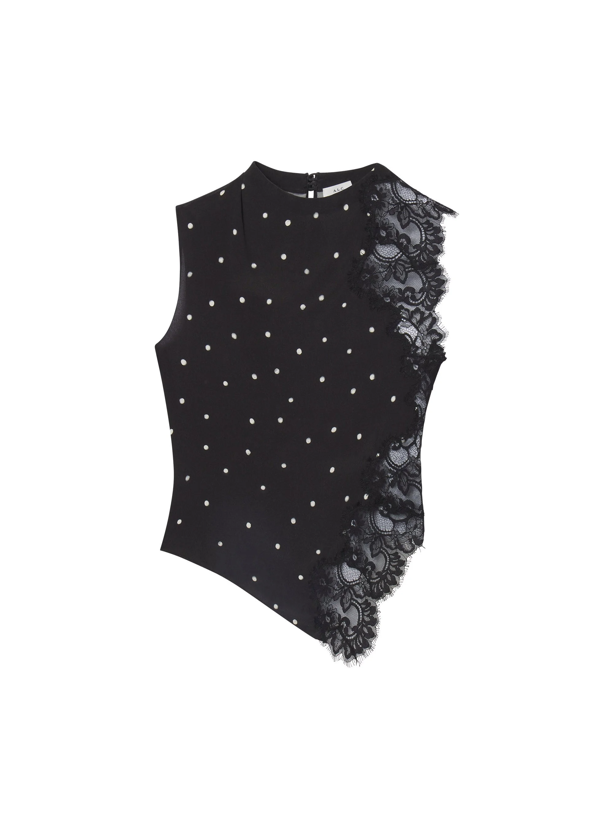 Gracie Polka Dot Crepe and Lace Top - 1