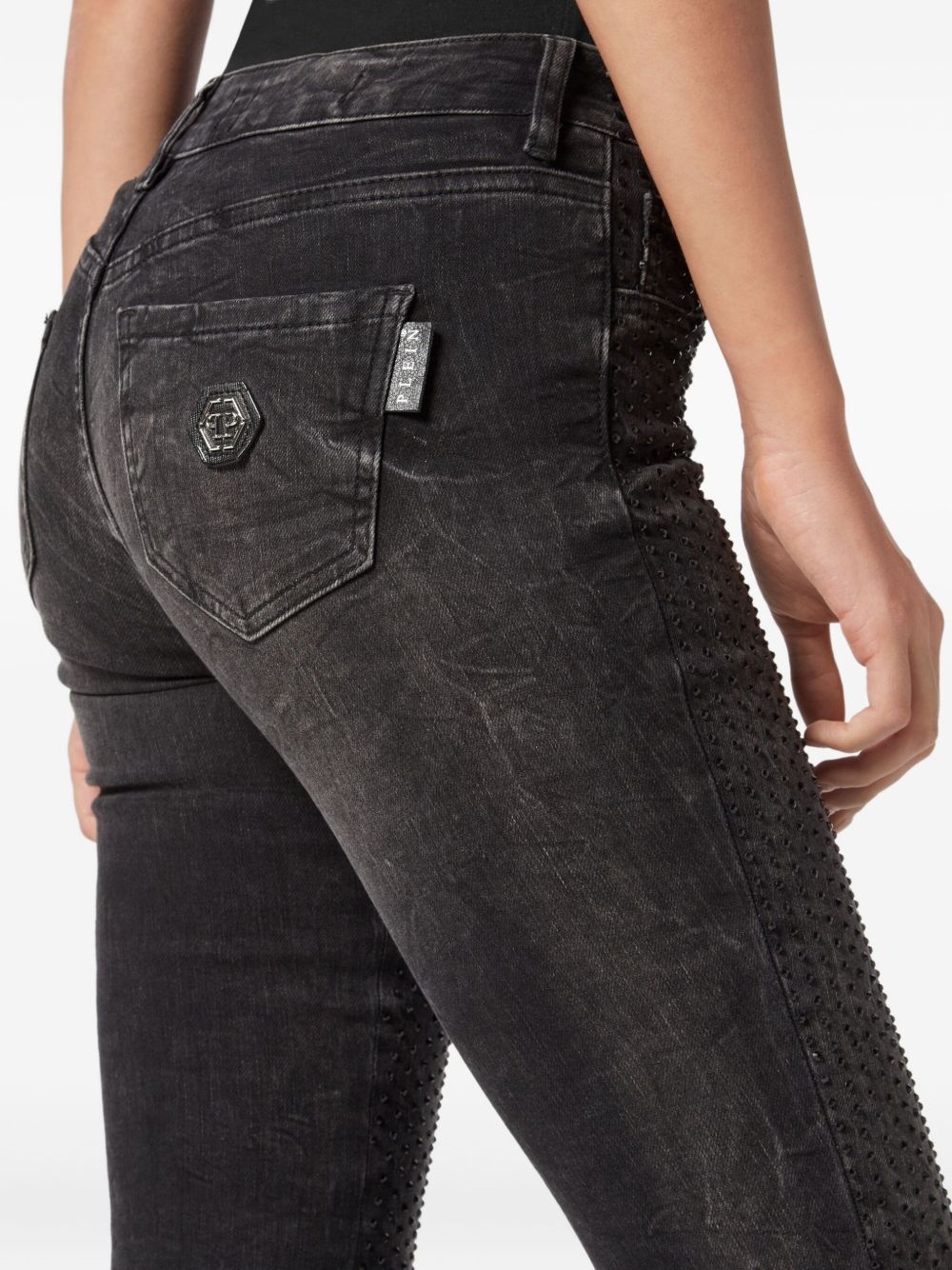 crystal-embellished jeans - 4