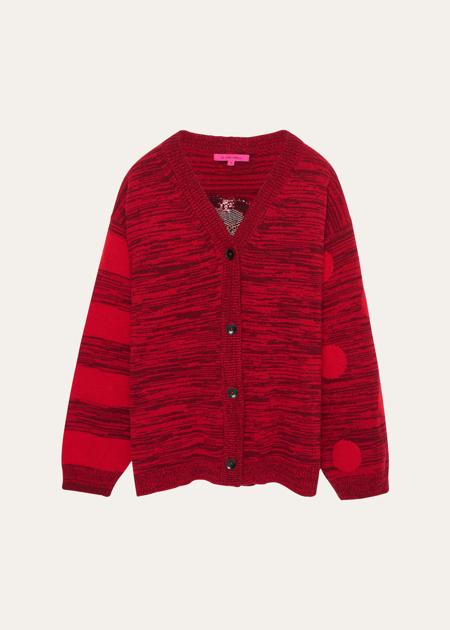 Striped Polka-Dot Swan V-Neck Cardigan - 1