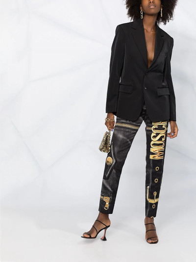 Moschino Macro Biker-print trousers outlook