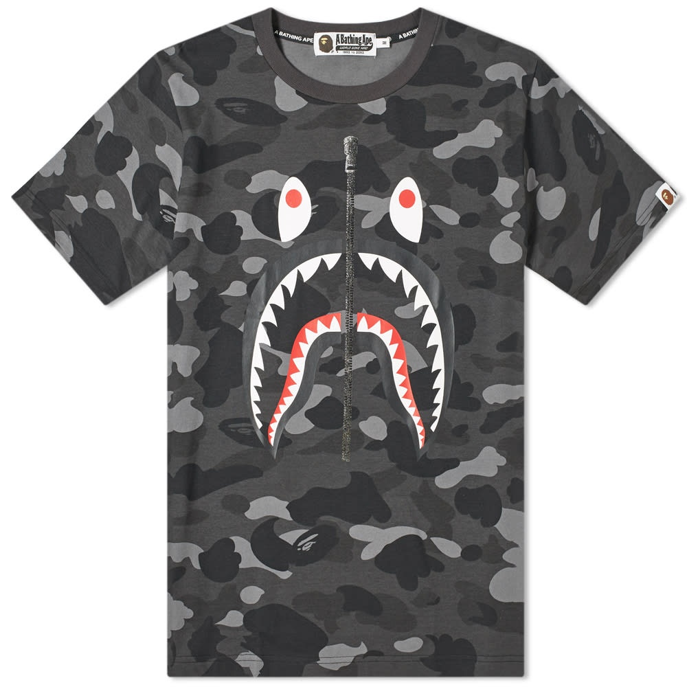 A Bathing Ape Colour Camo Shark Tee - 1