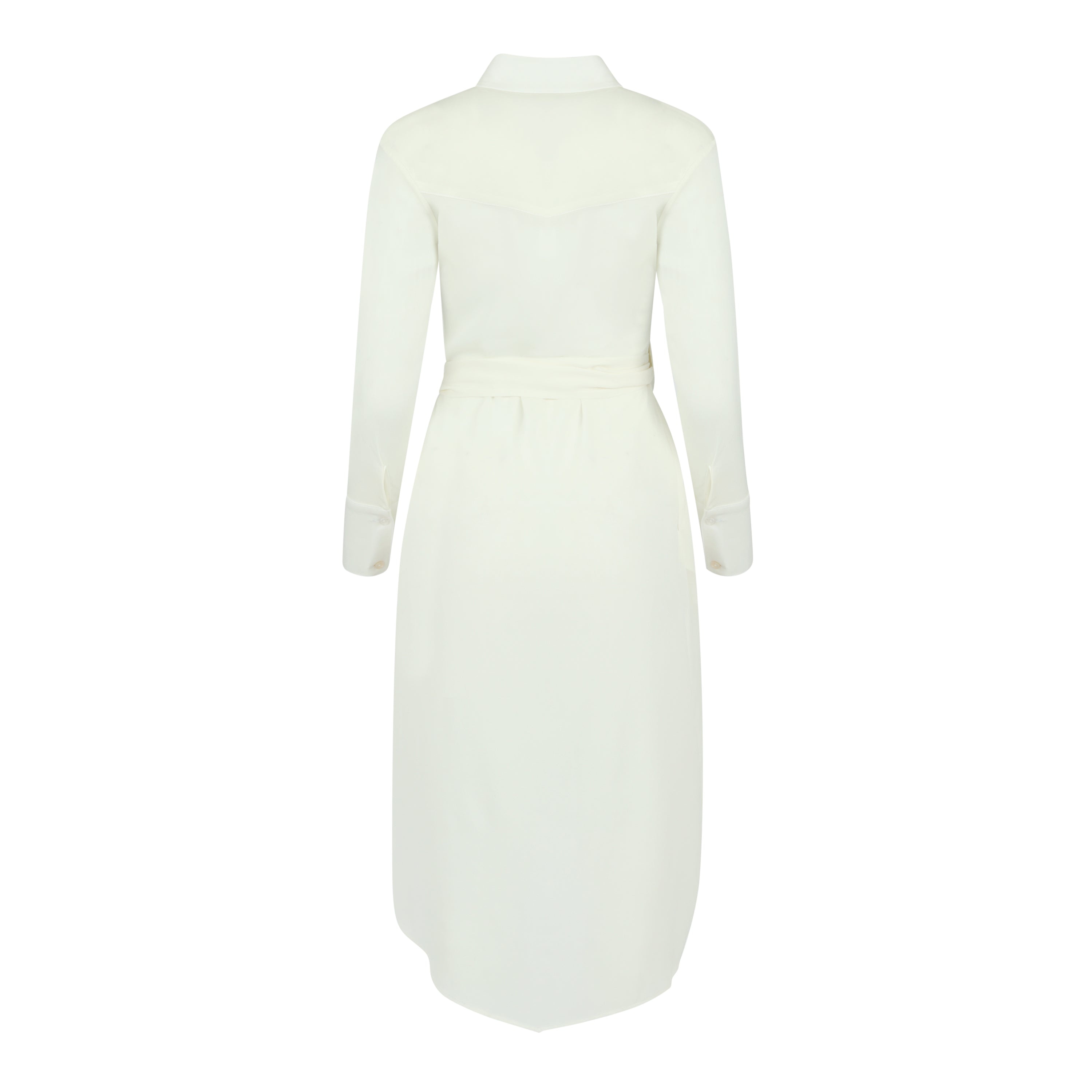 White Asymmetrical  Button Down Dress - 2