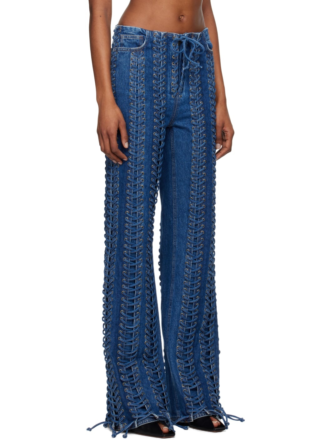 Blue 'The Lace-Up' Jeans - 2
