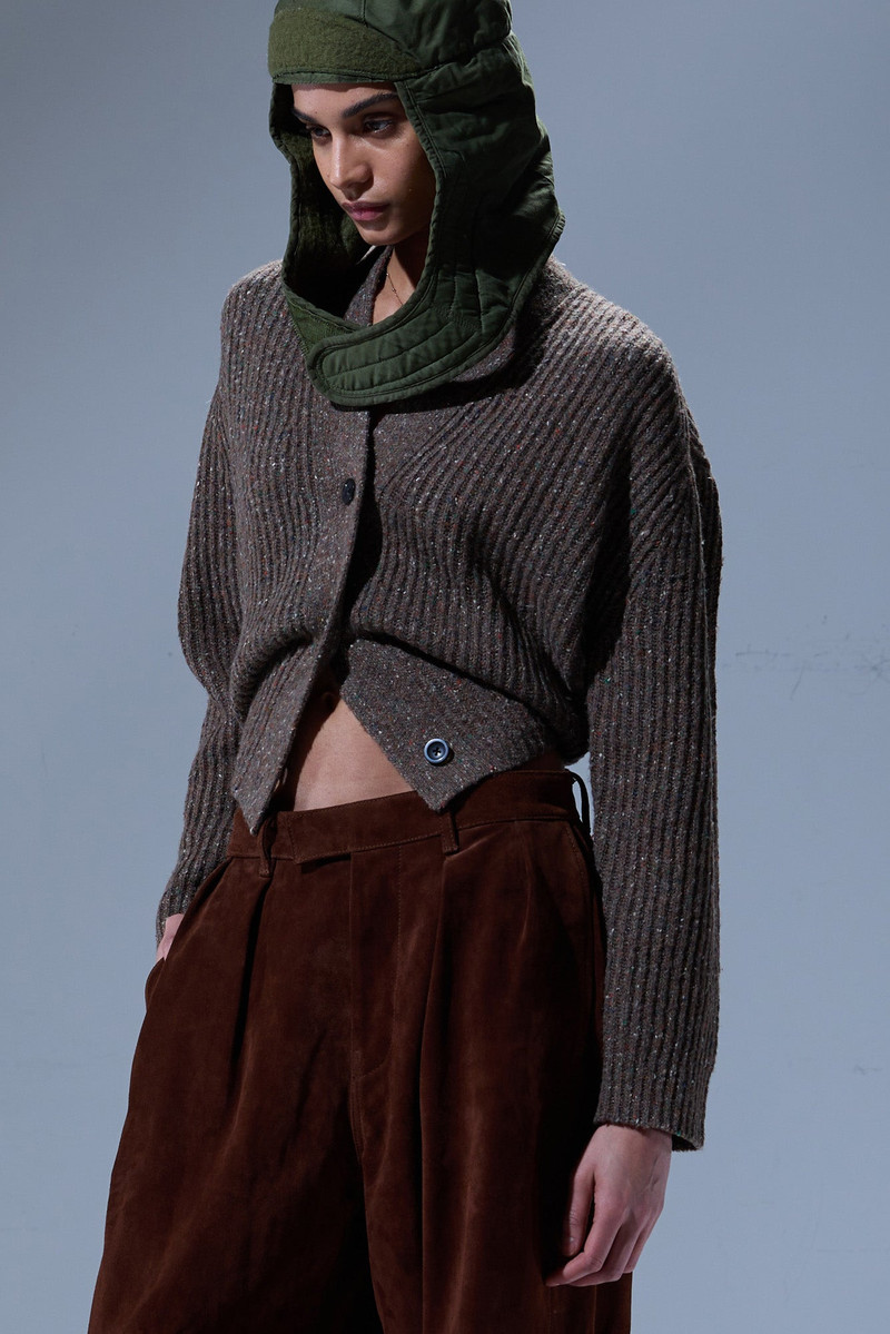 SPLIT HEM RIBBED CARDIGAN 1