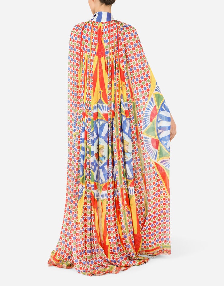 Long Carretto-print chiffon cape - 5