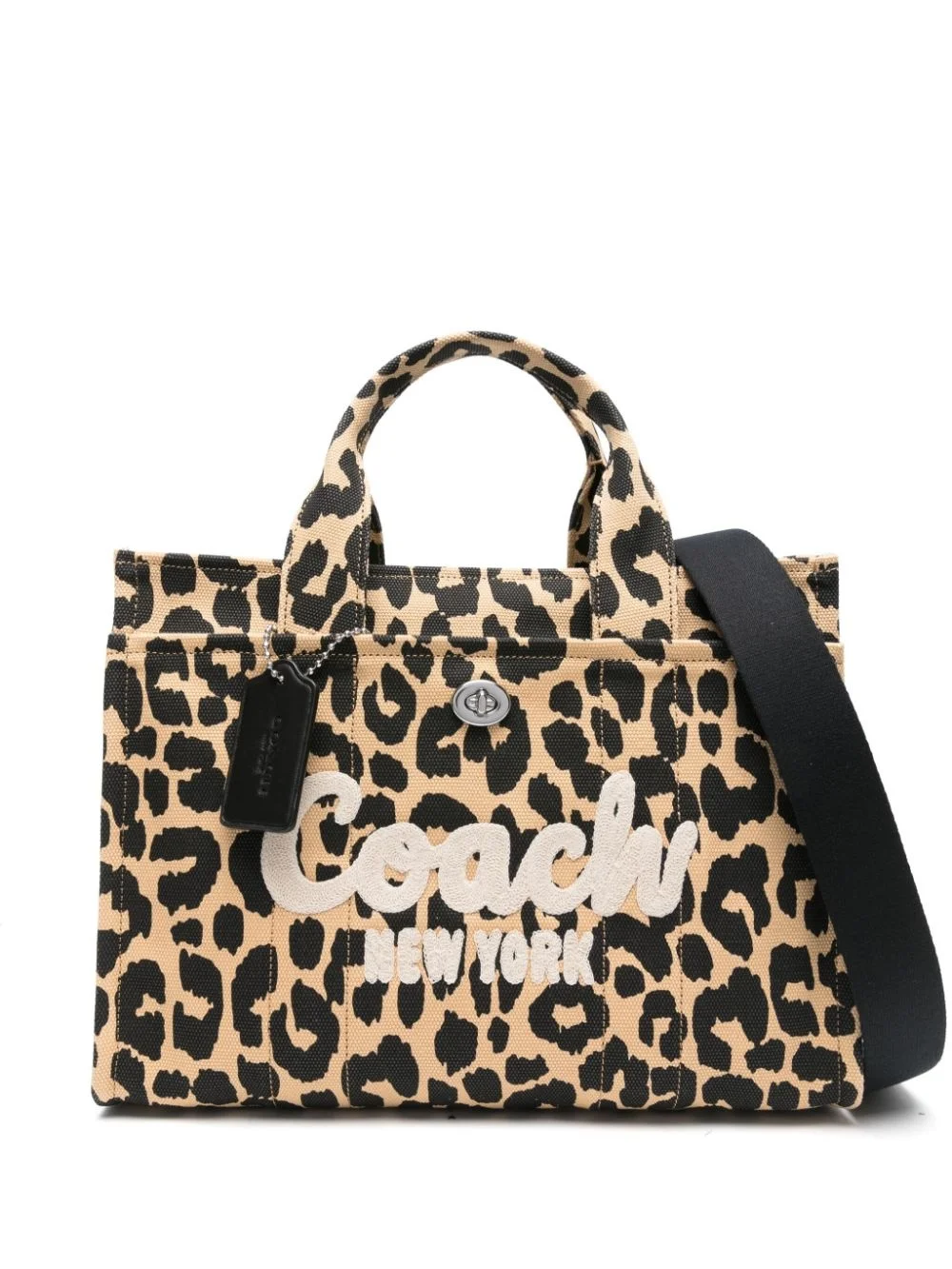 leopard-print canvas tote bag - 1