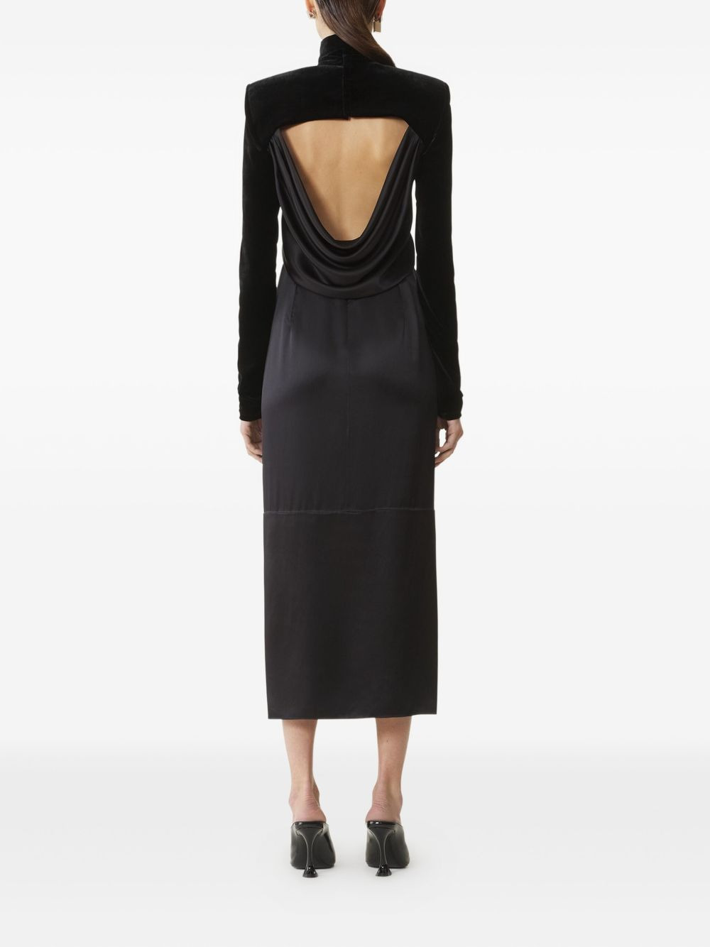 velvet high-neck midi dress - 4