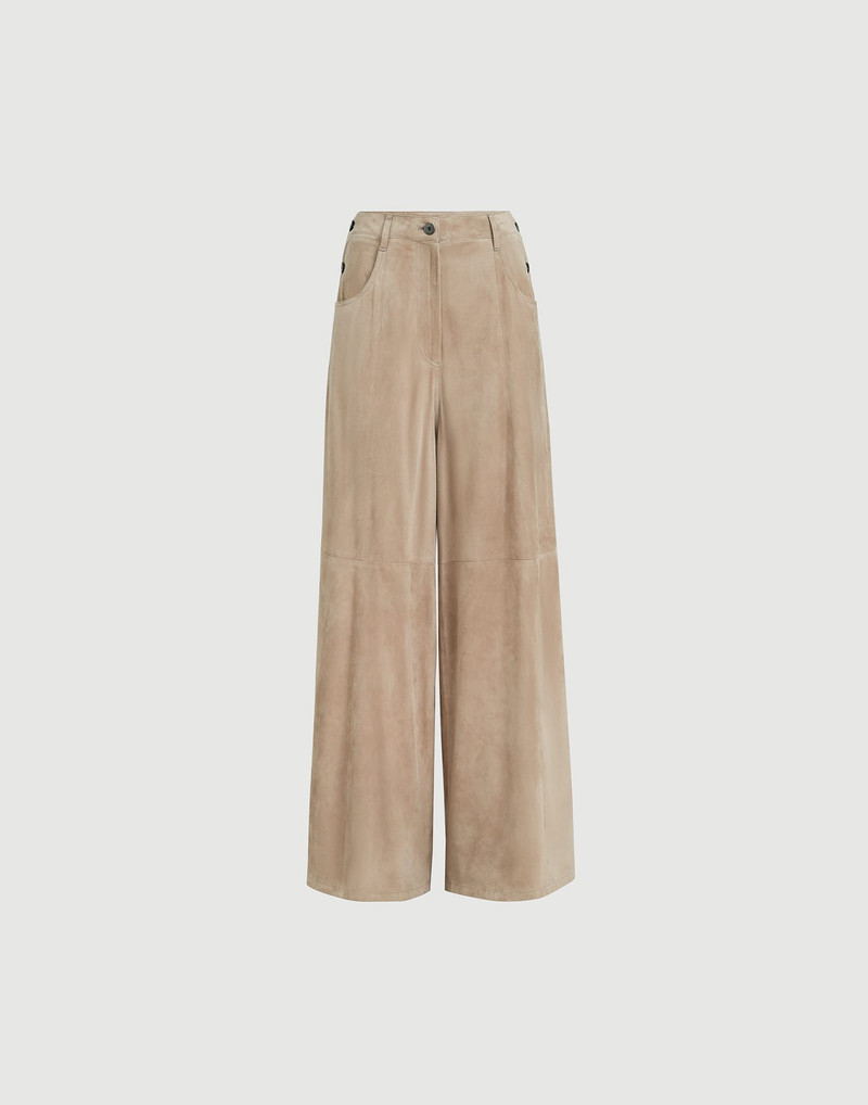 Suede maxi trousers with monili 1