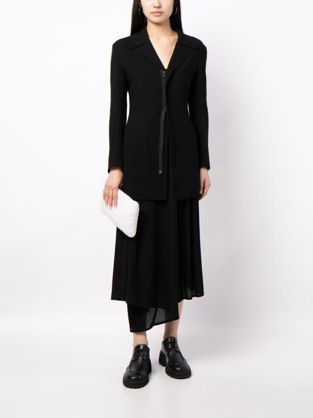 zip-fastening notched-lapel blazer - 2