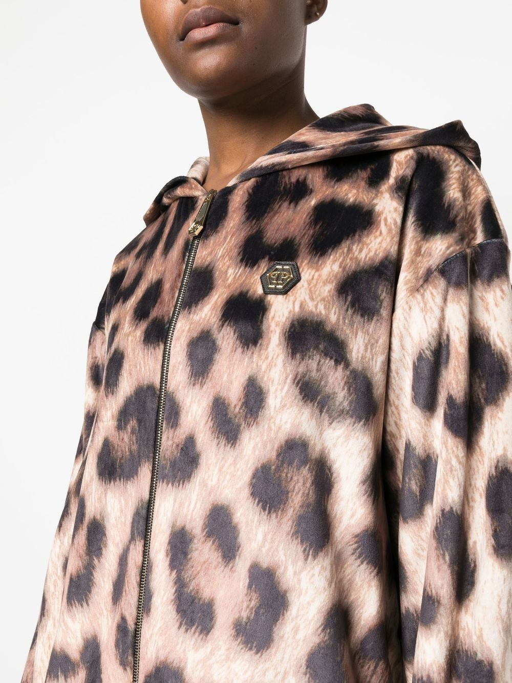 leopard-print zip-up hoodie - 5
