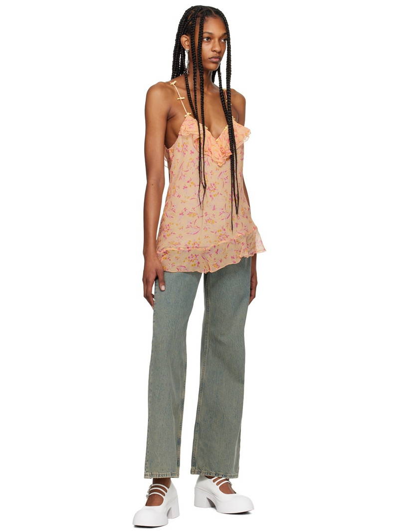 ANNA SUI Orange Floral Tank Top outlook