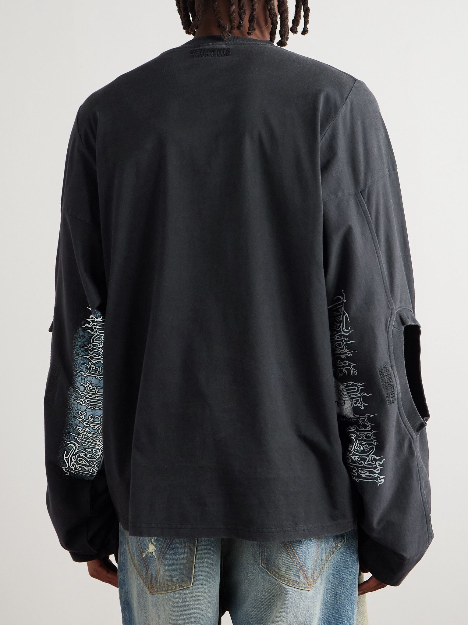 Oversized Logo-Print Cotton-Jersey T-Shirt Black - 3