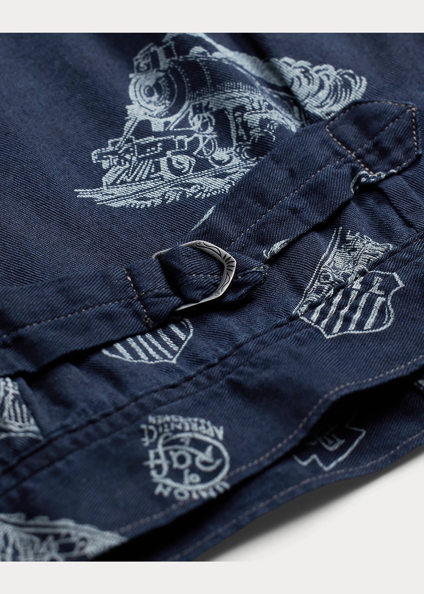 Indigo Railroad-Print Twill Jacket - 5