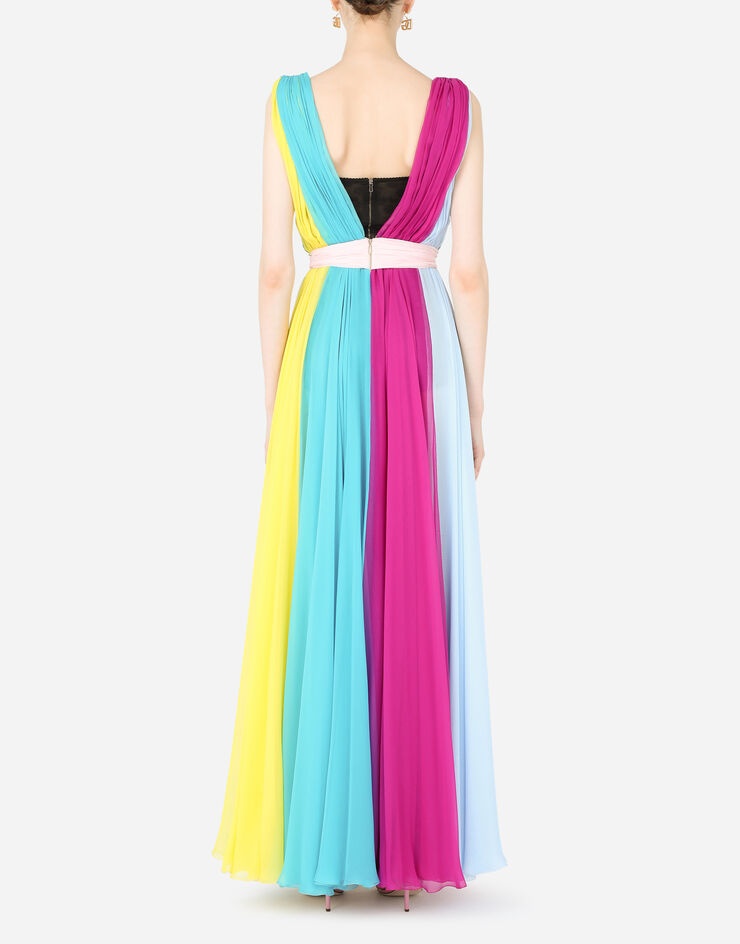 Long multi-colored chiffon dress - 3