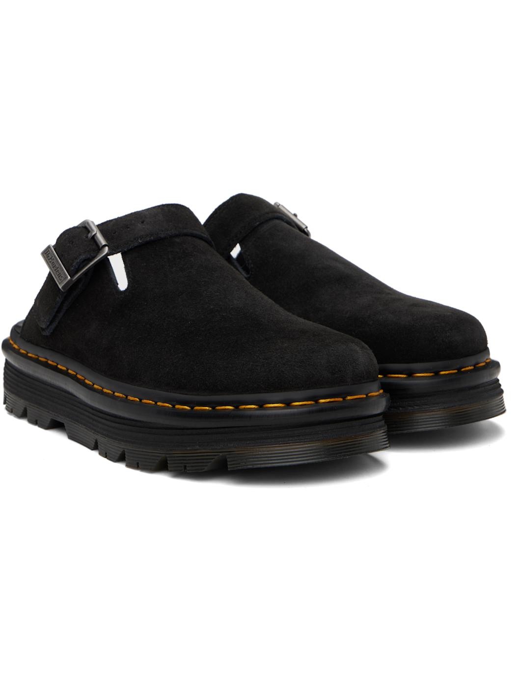 Black Zebzag Suede Casual Slingback Platform Slip-on Loafers - 4