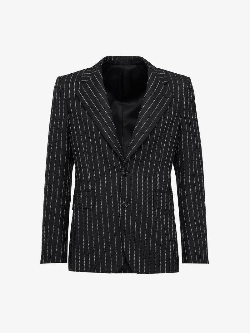 Men's Neat Shoulder Single-breasted Jacket in Black/white - 1
