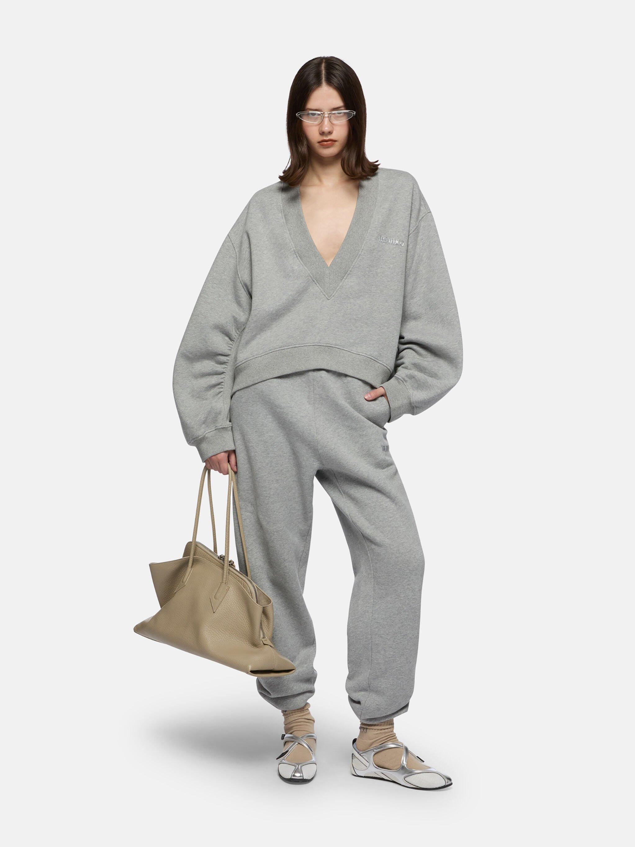 ''PENNY'' MELANGE GREY LONG PANTS - 2
