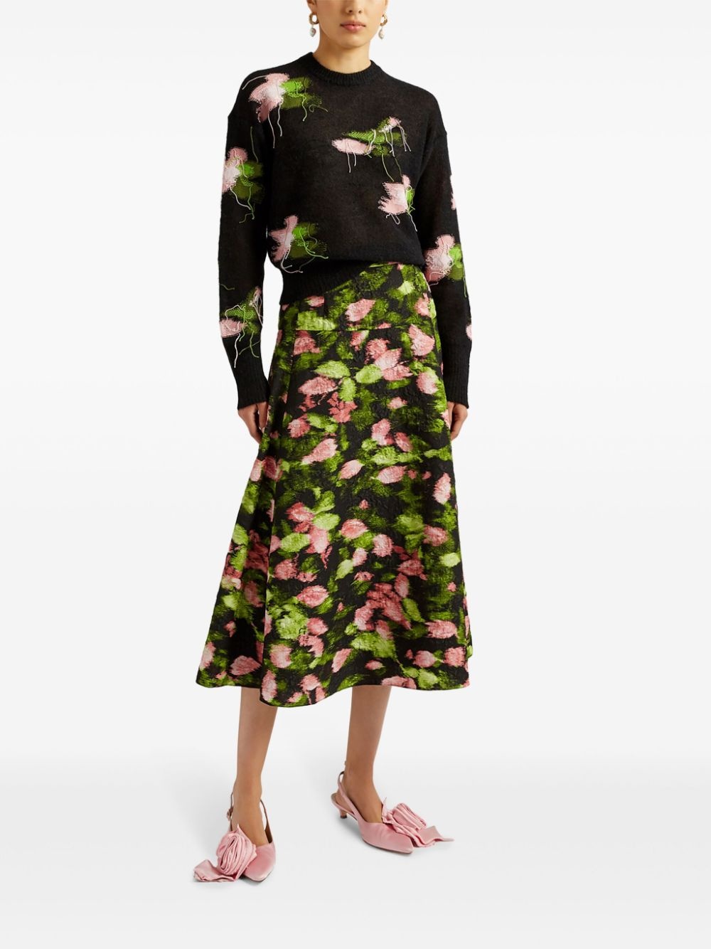 floral-print A-line skirt - 2