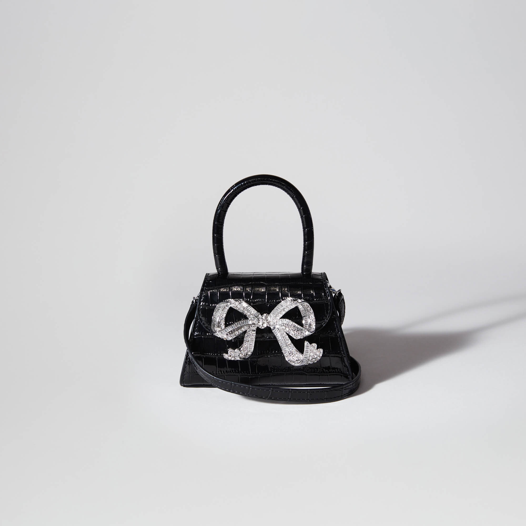 The Bow Micro in Black Croc with Diamanté 4