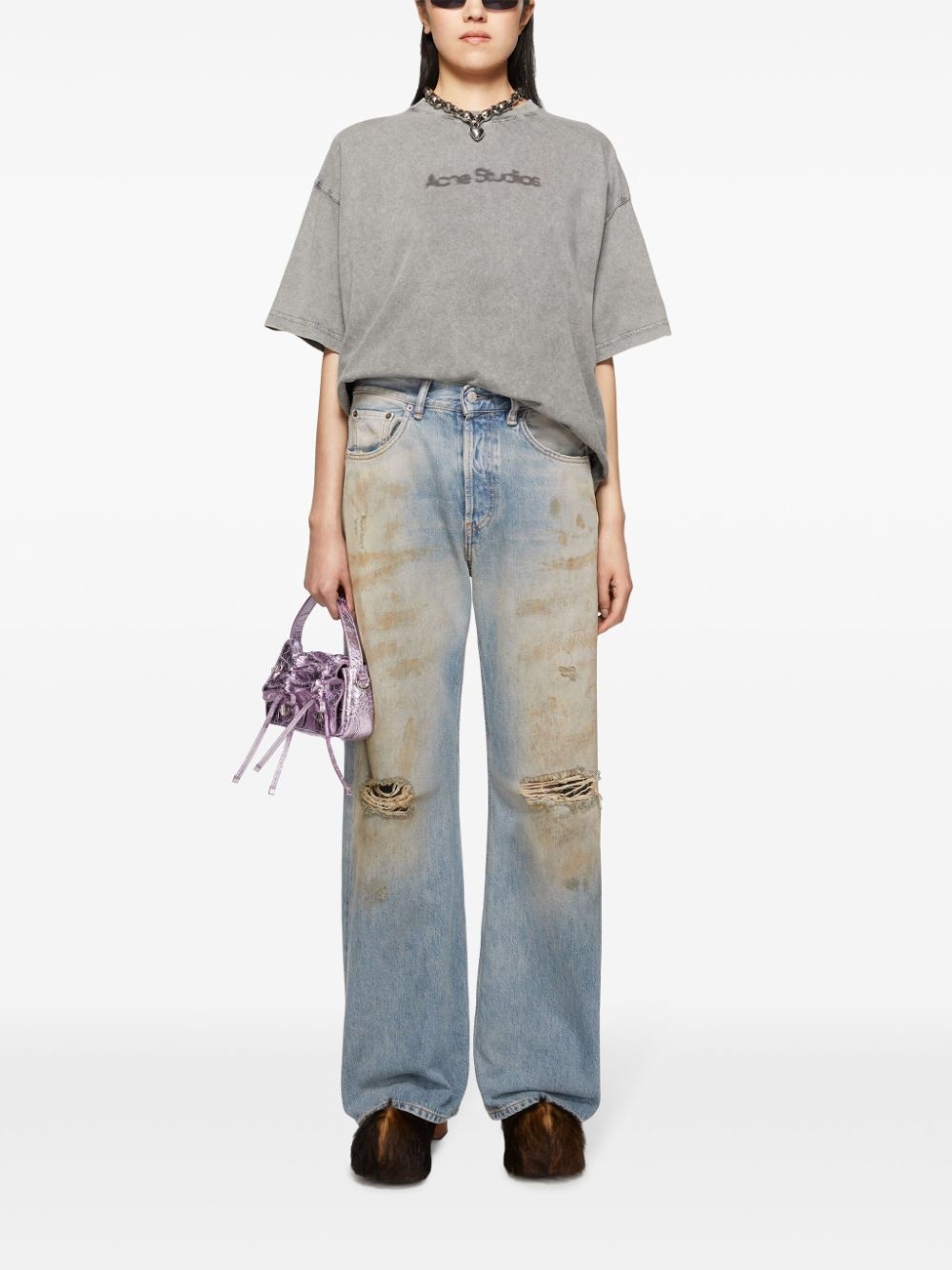 ripped-detailing wide-leg jeans - 2