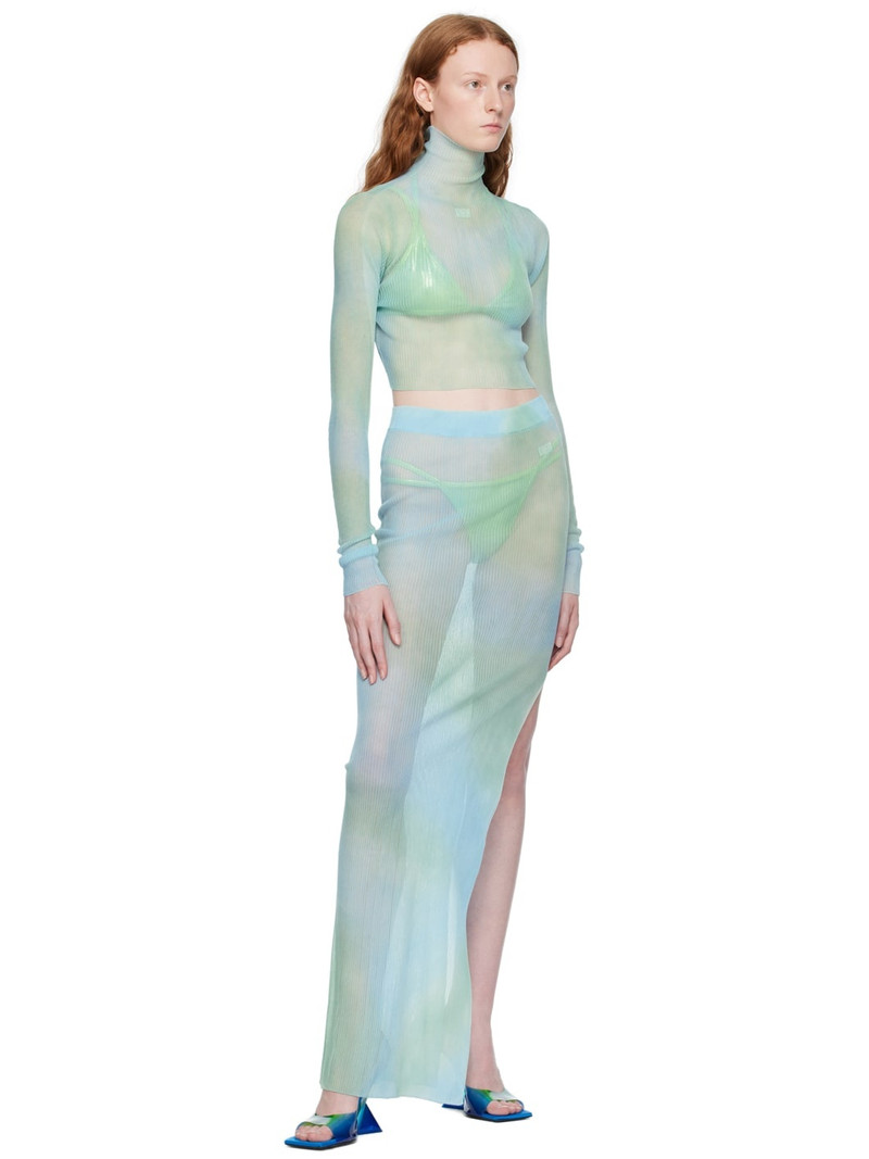 Off-White Blue Tie-Dye Midi Skirt outlook