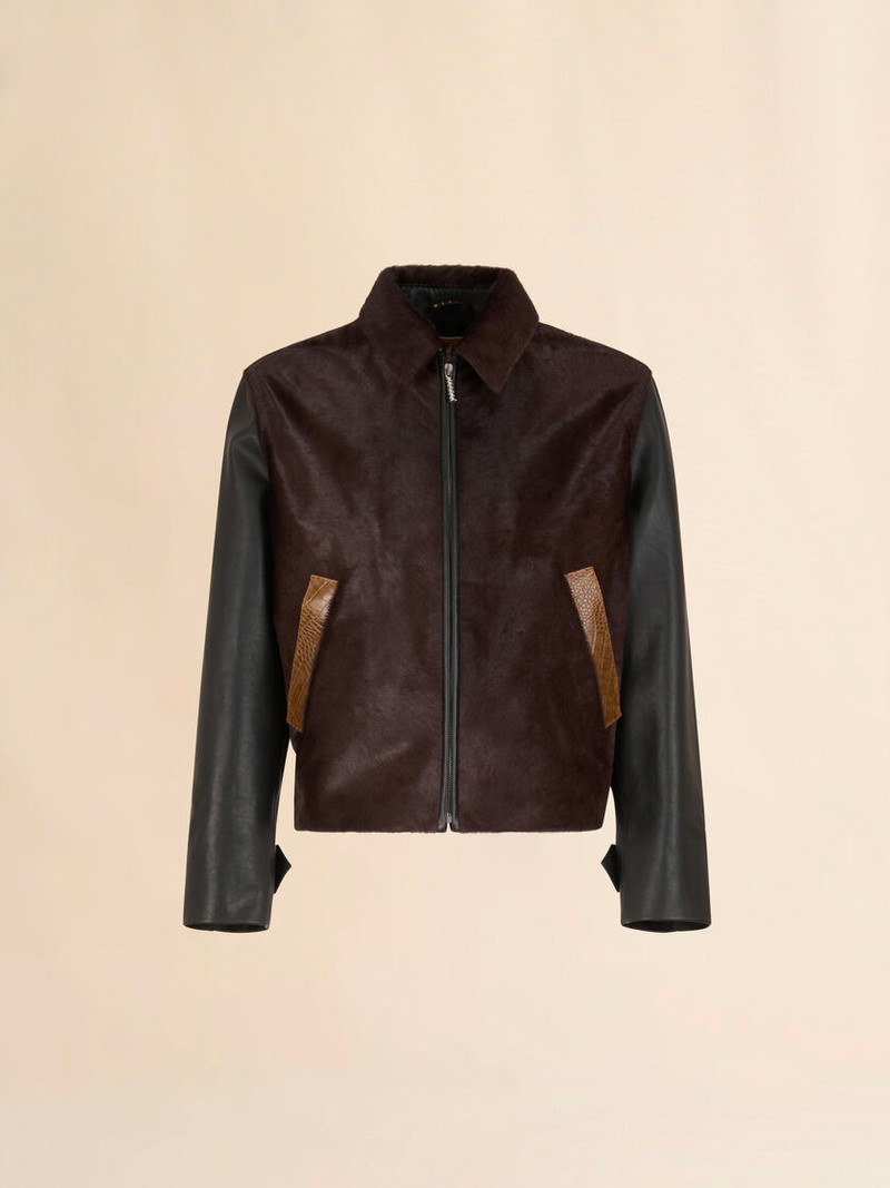BLACK LEATHER AND PONY HAIR JACKET 1