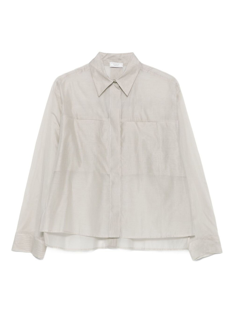 button-fastening cotton-silk shirt 1