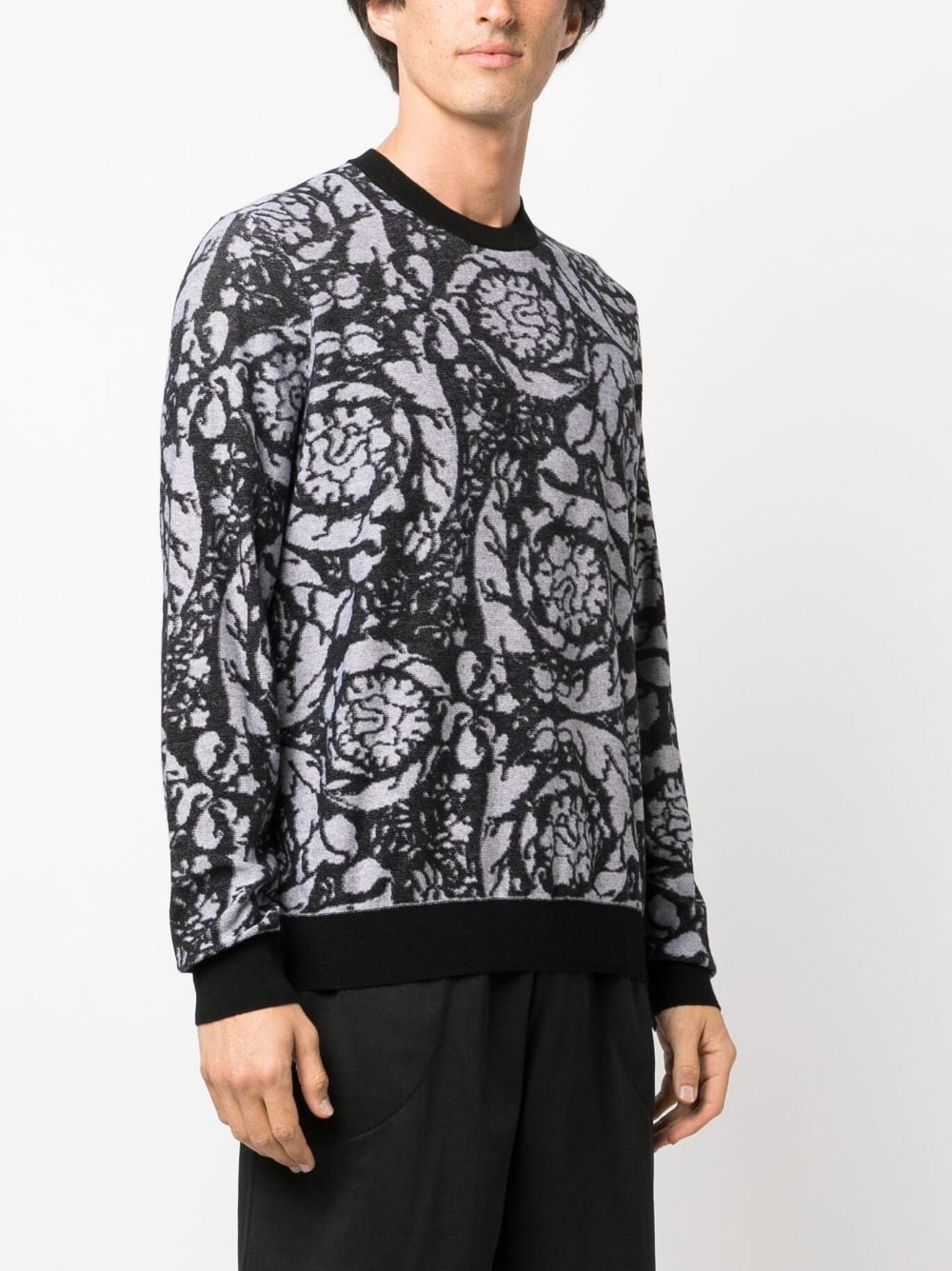 Barocco-intarsia crew-neck jumper - 3