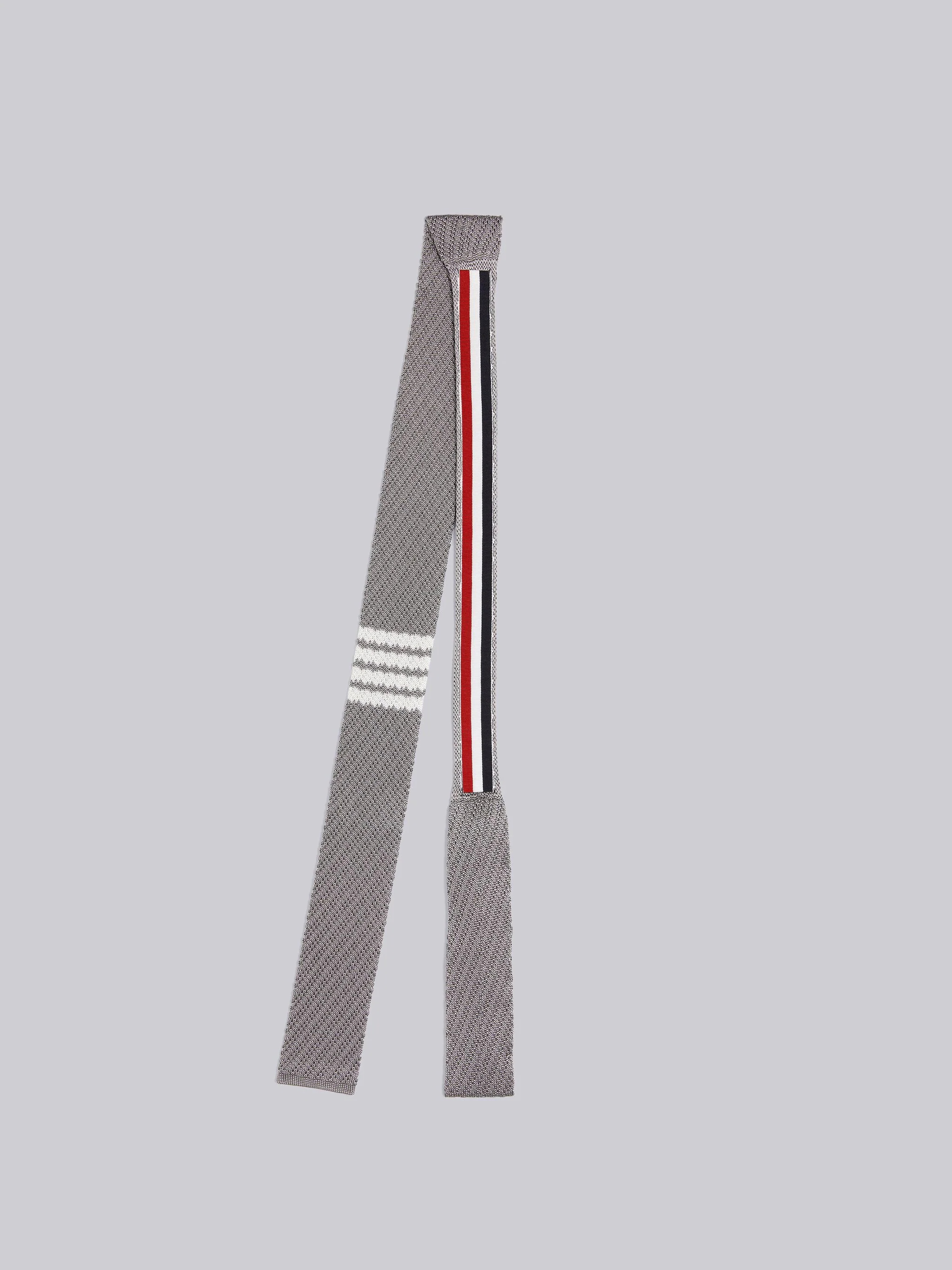 Light Grey Silk Knit 4-Bar Tie - 3