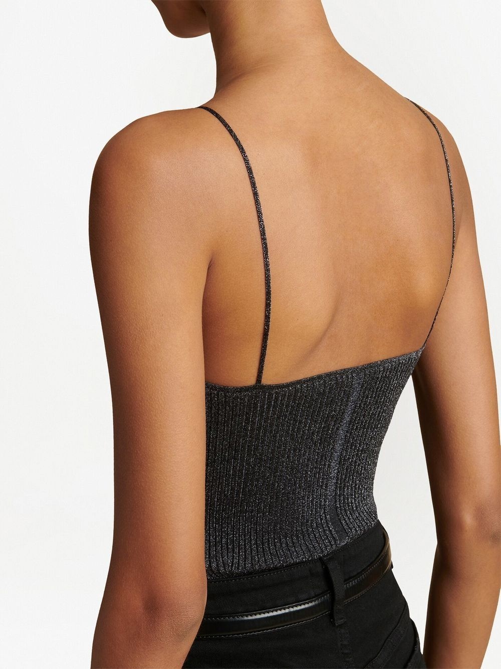 thin-straps ribbed-knit top - 5